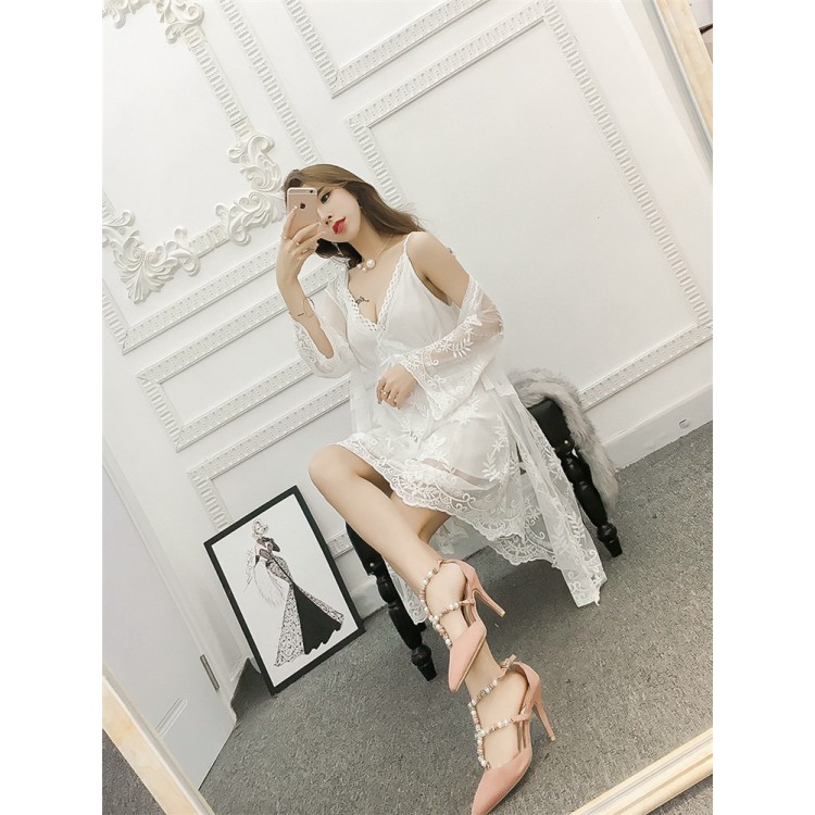 Te Fypp Sexy Gallus Lingerie Lace Two Pieces Night Gown