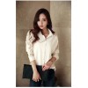 TE865QPG Loose casual hollow out lace long chiffon shirt