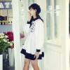 TE8092SWFC Korean fashion shirt collar contact color giraffe wide hem dress