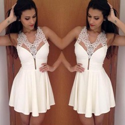 TE8027ZYFS Summer Europe fashion sexy v-neck lace dress