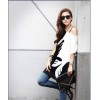 TE86147JYS Korean fashion color matching round neck batwing sleeve T-shirt