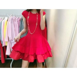 TE6085YZL Korean fashion jacquard weave bubble temperament dress