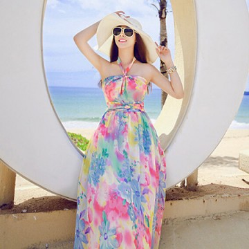 TE8602YYM Europe fashion bohemia shivering beach maxi dress