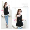 TE5325DFYL Slim waist lace sleeve fake two piece tops