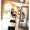 TE5328DFYL Black and white stripes matching maxi dress