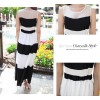 TE5328DFYL Black and white stripes matching maxi dress