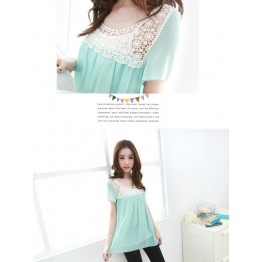 TE5330DFYL Fashion lace splicing chiffon shirt with vest two pieces