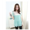 TE5330DFYL Fashion lace splicing chiffon shirt with vest two pieces