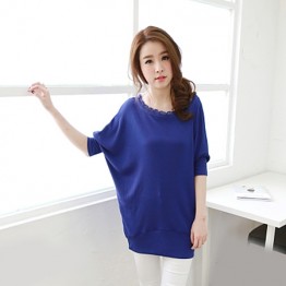 TE5326DFYL Spring new style fashion lace large size loose T-shirt