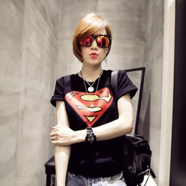 TE9017ALS Summer Korean style superman rabbit print slim T-shirt