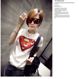 TE9017ALS Summer Korean style superman rabbit print slim T-shirt