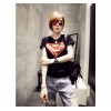 TE9017ALS Summer Korean style superman rabbit print slim T-shirt