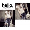 TE9017ALS Summer Korean style superman rabbit print slim T-shirt