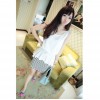 TE6149YZS Korean fashion chiffon stripes splicing fake two piece dress