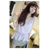 TE6149YZS Korean fashion chiffon stripes splicing fake two piece dress