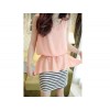 TE6149YZS Korean fashion chiffon stripes splicing fake two piece dress