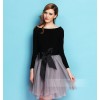 TE5836LBH New style boat neck slim tops with bowknot lacing bubble skirt