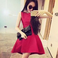 TE9297ZYWL Irregular hem sleeveless slim dress