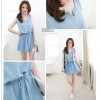 TE6166YZS Preppy style casual denim vest drawstring waist dress