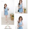 TE6166YZS Preppy style casual denim vest drawstring waist dress