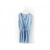 TE6166YZS Preppy style casual denim vest drawstring waist dress