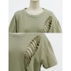 TE6168YZS Fashion holes irregular short sleeve T-shirt