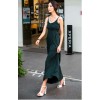 TE9055WMSS  Bohemia style knitting gallus maxi dress green