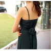 TE9055WMSS Bohemia style knitting gallus maxi dress green