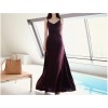 TE9055WMSS Bohemia style knitting gallus maxi dress wine red