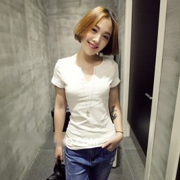 TE9223WW Summer joker v-neck slim T-shirt