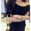 TE9251YBF Europe fashion boat neck bowknot sleeve tops