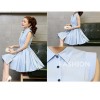 TE5606 Korean fashion lapel sleeveless pleat wide hem dress