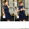 TE5606 Korean fashion lapel sleeveless pleat wide hem dress