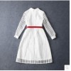 TE6366LDYZ Europe fashion stripes three quarter sleeve long dress white