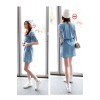 TE9576 Lace layers splicing lacing round neck dress