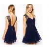 TE0764 Europe fashion lace gallus sexy backless dress