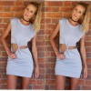 TE0814 Europe fashion sleeveless knot waist dress