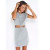 8869 Europe fashion sleeveless knot waist dress