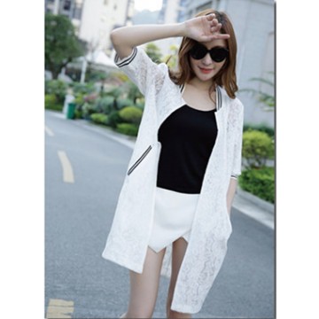 TE0820 Sunscreen lace hollow out long cardigan