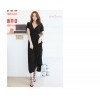 TE1003 Korean fashion v-neck slim short sleeve maxi dress