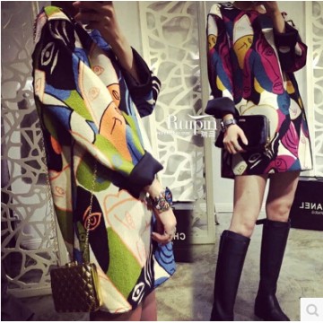 TE1070BQF European fashion colorful face splicing fashion dress