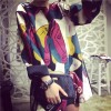 TE1070BQF European fashion colorful face splicing fashion dress