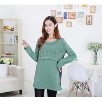 TE2452YZ Print large size maternity dress green