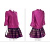 TE2518HY Europe fashion elegant three quarter bubble sleeve tops with skirt