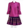 TE2518HY Europe fashion elegant three quarter bubble sleeve tops with skirt