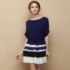 TE2536HY New style England style loose batwing sleeve knitting tops with stripes skirt