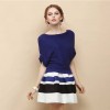 TE2536HY New style England style loose batwing sleeve knitting tops with stripes skirt