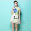 TE2566HY Europe fashion chiffon print sleeveless dress