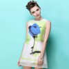 TE2566HY  Europe fashion chiffon print sleeveless dress