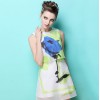 TE2566HY Europe fashion chiffon print sleeveless dress